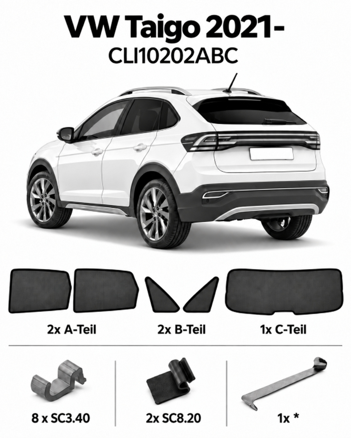 Sonnenschutz "Sonniboy" für VW TAIGO FLH, TYP NE, 5-DOOR, 2021- für die hinteren Seitenscheiben und die Heckscheibe