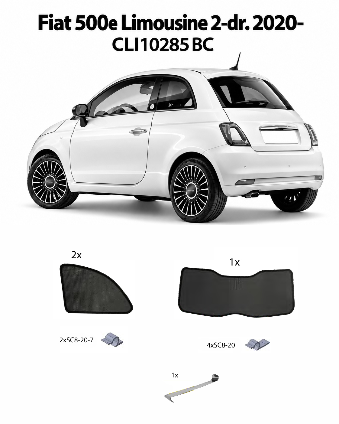Sonnenschutz "Sonniboy" für FIAT 500e FLH, TYP FA1, 3-DOOR, 2020- für  für hintere Seitenscheiben und Heckfenster (3-Teilig)