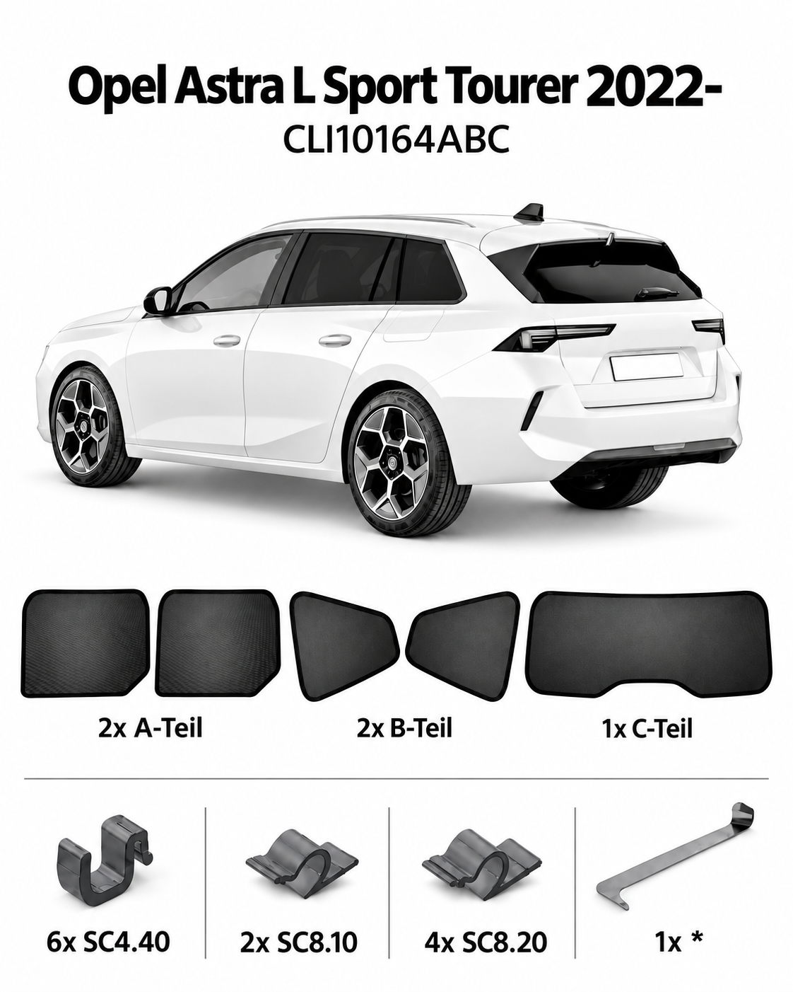 Sonnenschutz "Sonniboy" für OPEL ASTRA L SPORTS TOURER TYP F, 5-DOOR, 2022- für die hinteren Seitenscheiben und die Heckscheibe