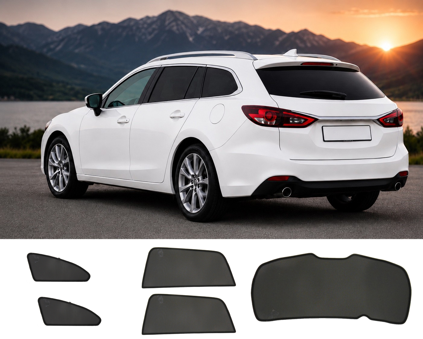 Sunshade for MAZDA 6 WAGON TYPE GJ/GH, 5-DOOR, 2012– for the rear side windows and the rear window