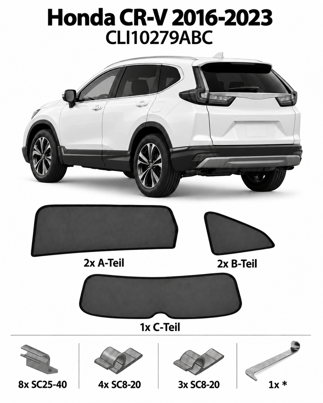 Sonnenschutz "Sonniboy" für HONDA CR-V SUV, TYP RW, 5-DOOR, 2016-2023 für die hinteren Seitenscheiben und die Heckscheibe