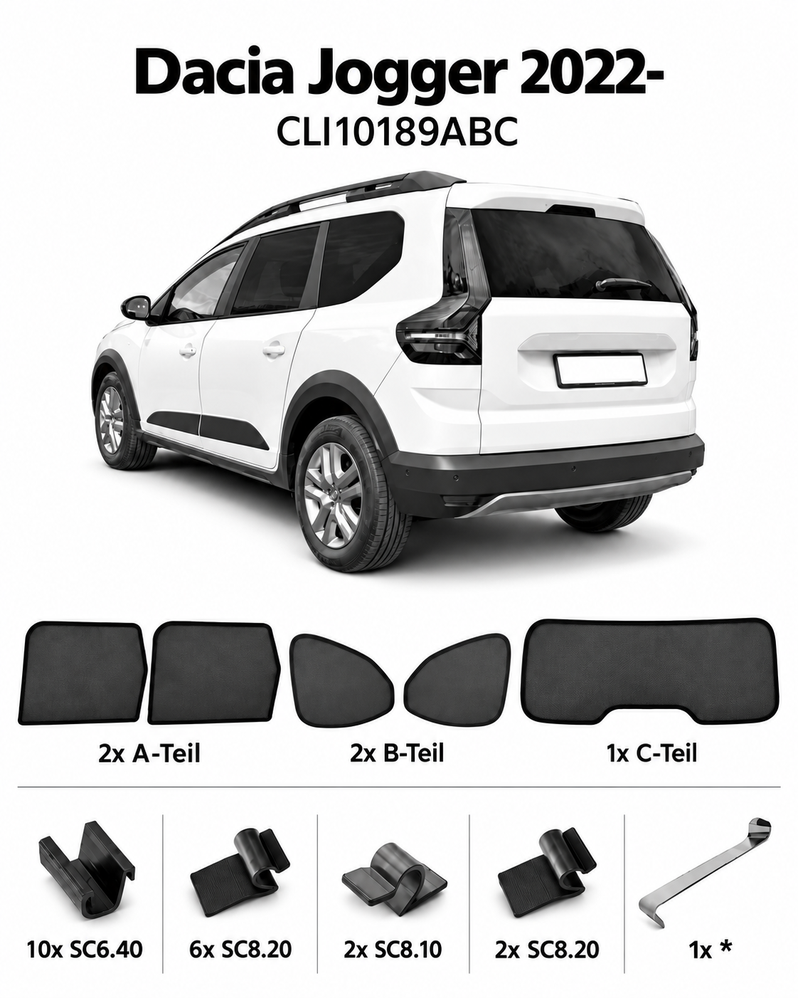Sonnenschutz "Sonniboy" für DACIA JOGGER VAN, TYP DJF, 5-DOOR, 2022- für die hinteren Seitenscheiben und die Heckscheibe