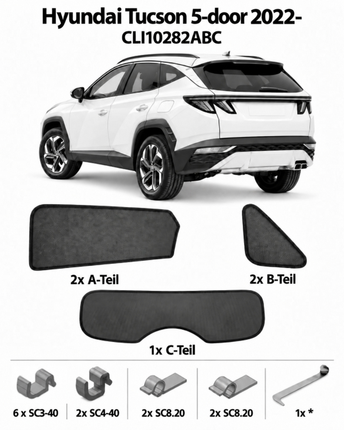 Sonnenschutz "Sonniboy" für HYUNDAI TUCSON SUV, 5-DOOR, 2022- für die hinteren Seitenscheiben und die Heckscheibe