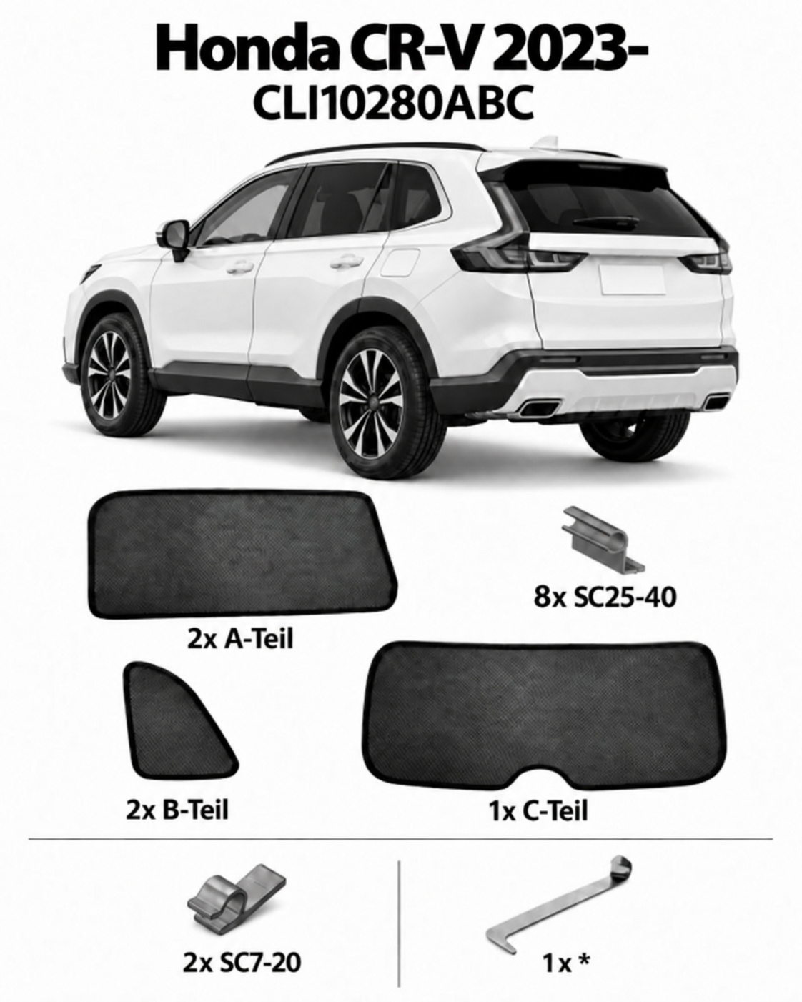 Sonnenschutz "Sonniboy" für HONDA CR-V SUV, TYP RS, 5-DOOR, 2023- für die hinteren Seitenscheiben und die Heckscheibe