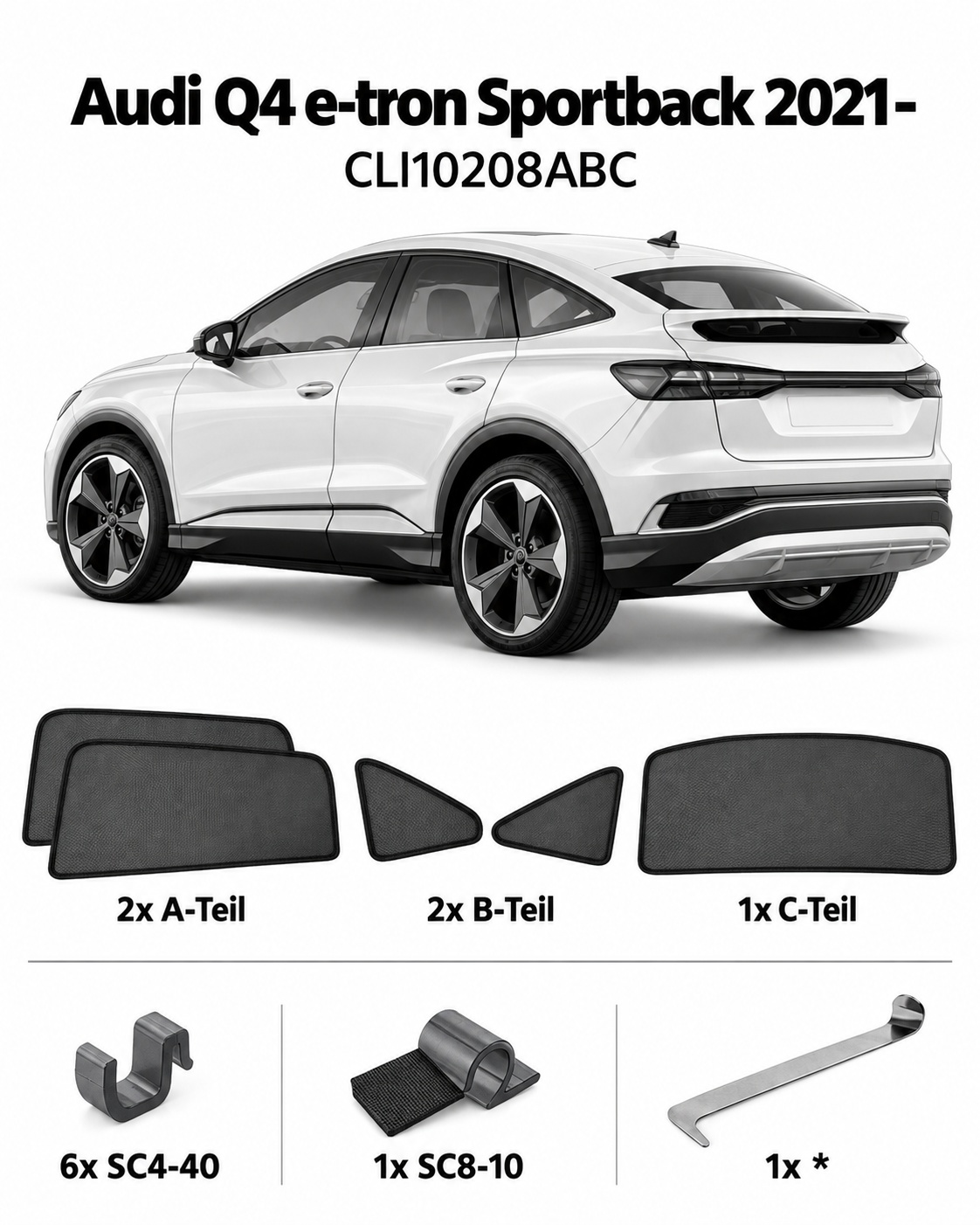 Sonnenschutz "Sonniboy" für AUDI Q4 SPORTBACK E-TRON SUV, 5-DOOR, 2021- für die hinteren Seitenscheiben und die Heckscheibe