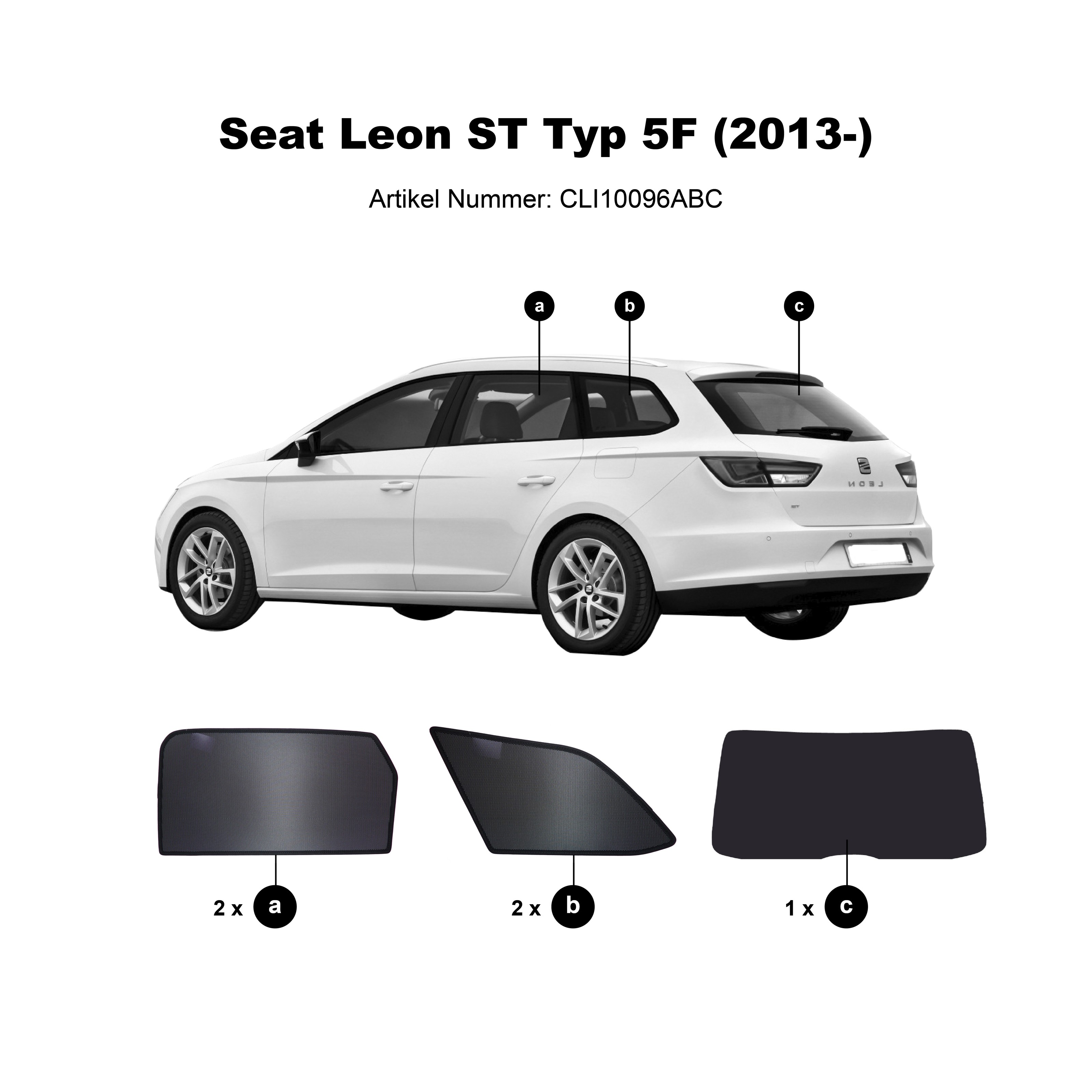 Sonnenschutz Sichtschutz Sonnenblende Car Shades (Hintertüren) für Seat Leon  5F