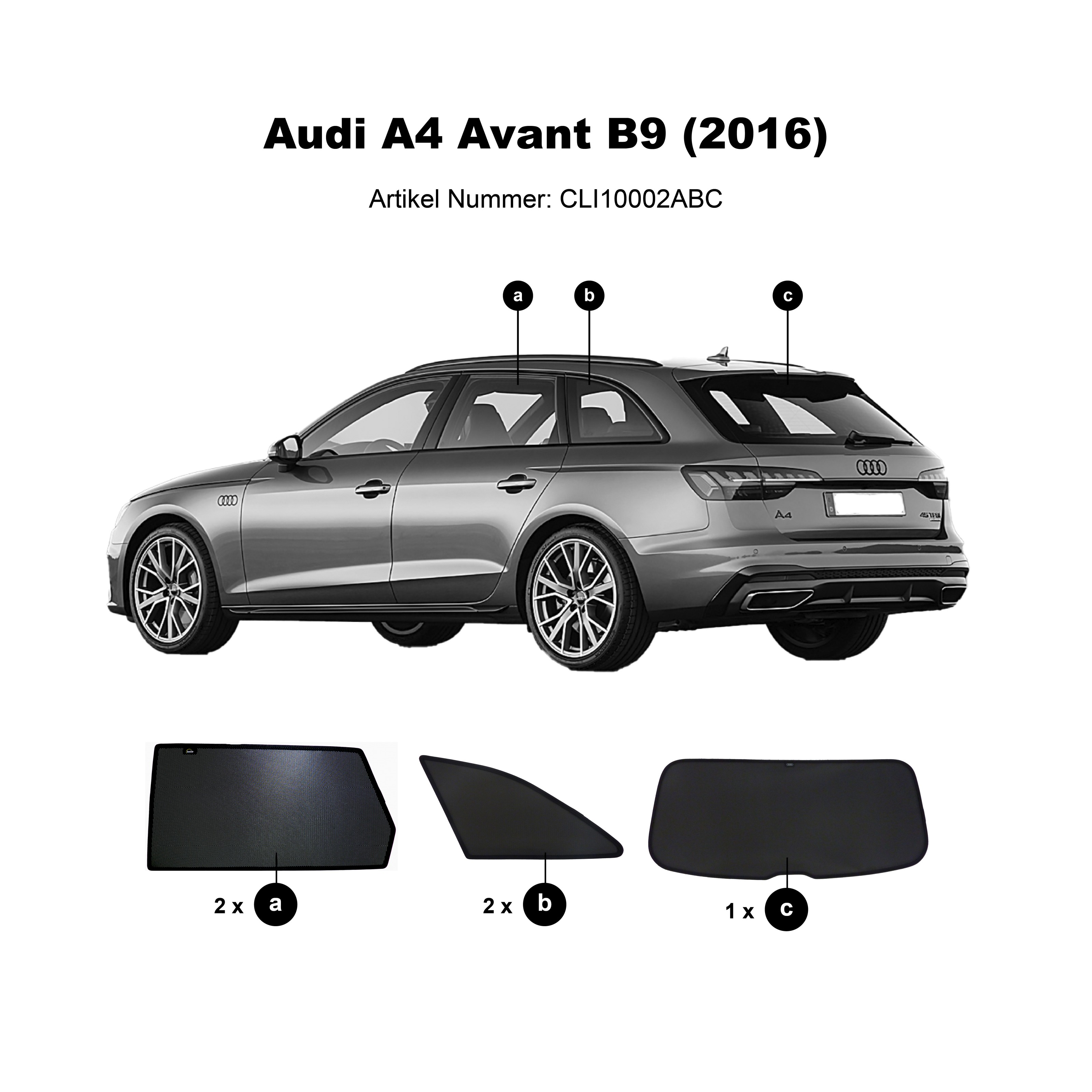 ab 2015 ClimAir Sonniboy Audi A4 Avant Typ B8 B9 Sonnenschutz 5 Teiliges Set 